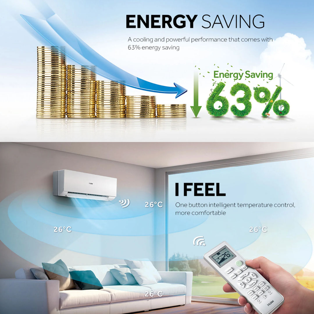HAIER 1HP/1.5HP R32 UV Cool Inverter Wall Mount Air Conditioner HSU-10VXA21 / HSU-13VXA21 | Energy Saving | Smart Clean | Air Conditioner with 3 Year Warranty