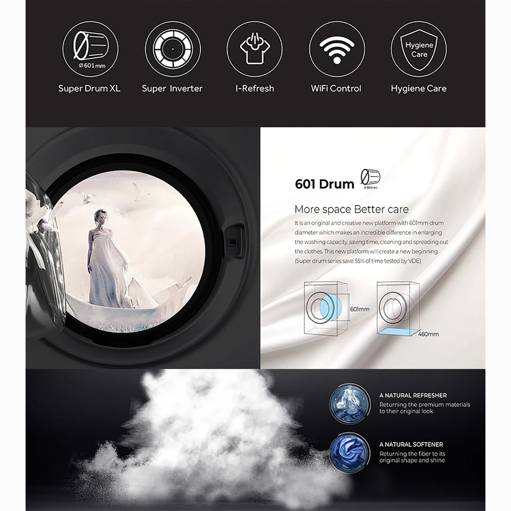 HAIER 15KG/10KG Front Load Super Inverter Washer Dryer HWD150-BP14986ES8U1 | Super inverter | I-Refresh