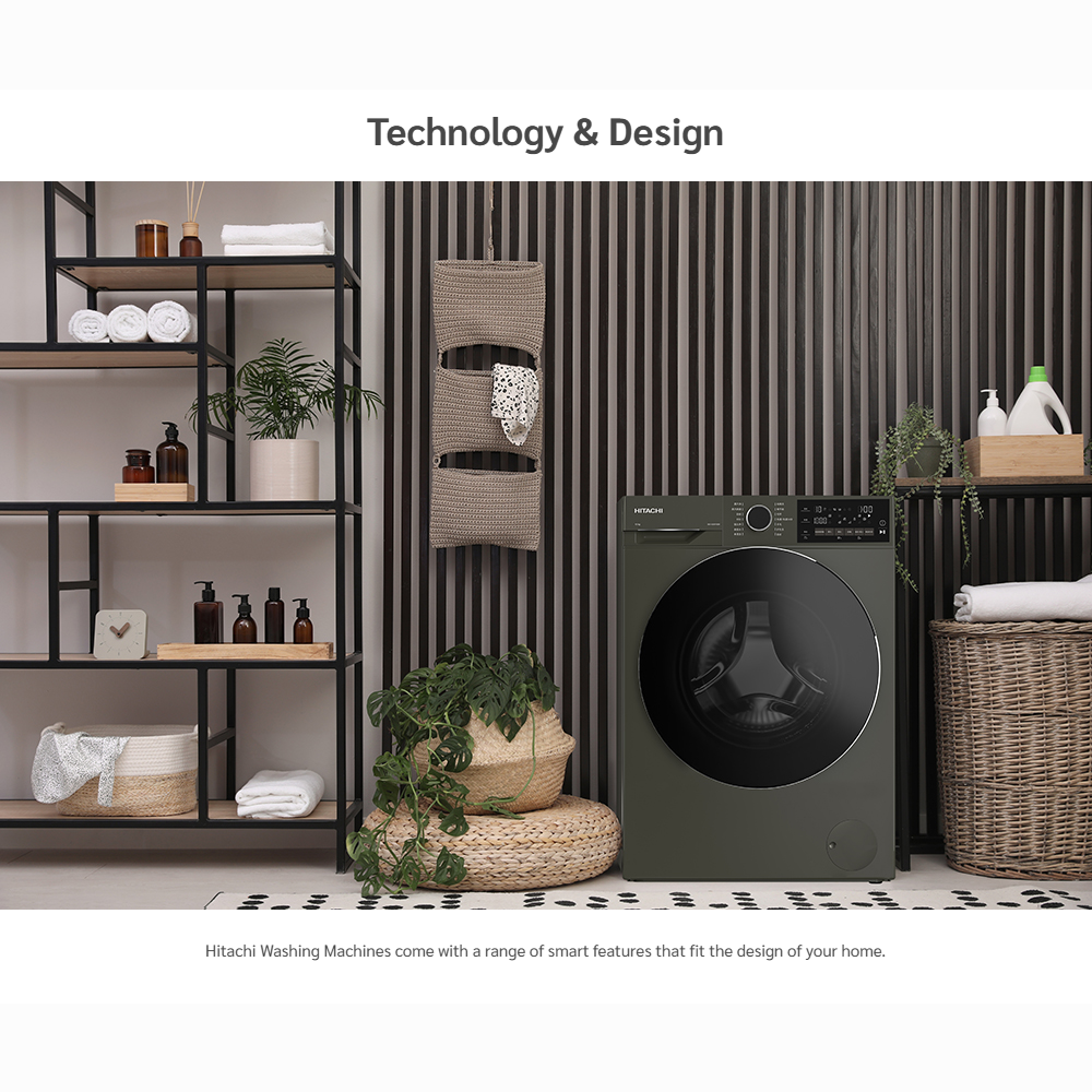 Hitachi 9/ 10KG Front Load Inverter Steam & Hygiene Washing Machine BD-90YFVEM / BD-100XFVEADM | Steam & Hygience Programme | Efficient Inverter Motor | 15 Preset Programmes