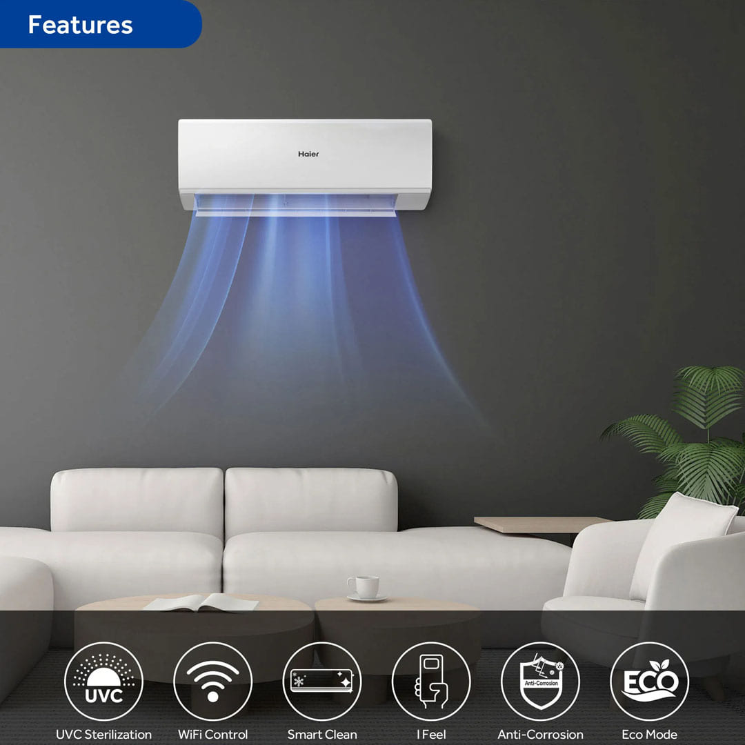 HAIER 1/1.5/2HP R32 UV Cool Inverter Wall Mount Air Conditioner HSU-10VRA22 / HSU-13VRA22 / HSU-19VRA22 | UVC Sterilization | WiFi Control | Smart Clean | Air Conditioner with 3 Year Warranty