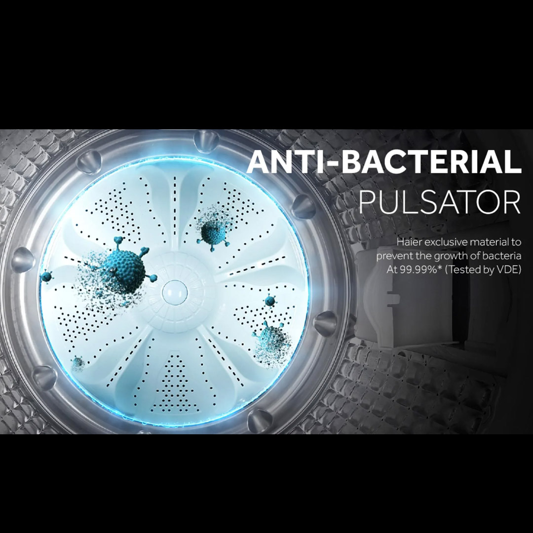 HAIER 10KG Top Load Non-Inverter Washing Machine Starry Silver HWM100-316S6 | Auto Restart | Anti-Bacterial Pulsator | Pillow Drum | Hijab Mode | Washing Machine with 2 Years Warranty