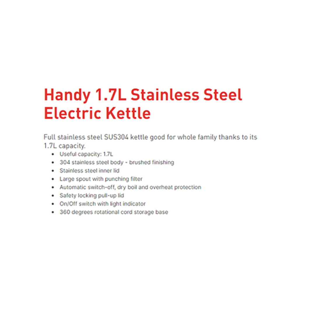 Tefal 1.7L Handy Kettle KI800 | 2200W Power | Auto Switch-Off with Light Indicator | Boil Dry & Overheat Protection | Kettle with 2 Year Warranty