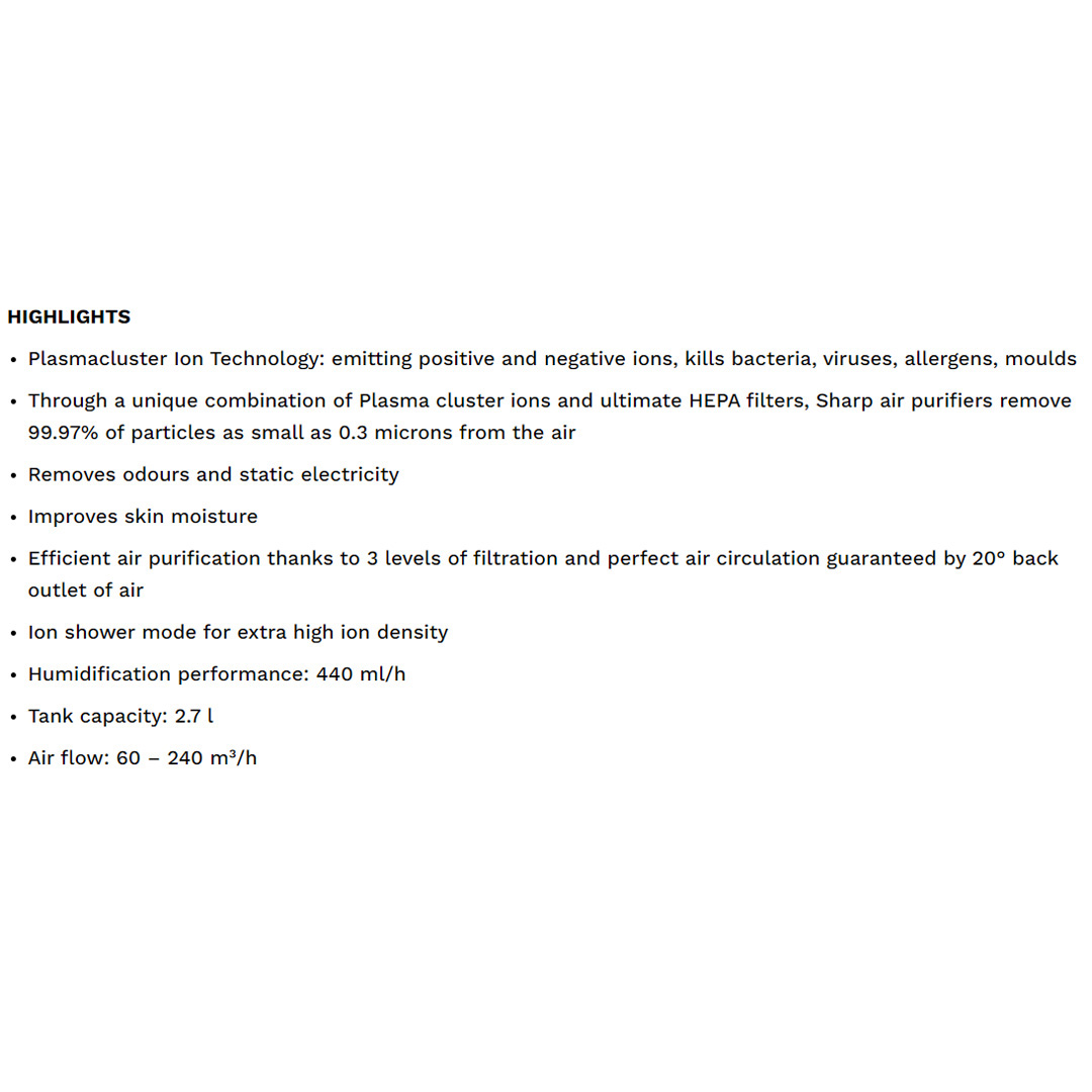 SHARP 28m² AIoT Plasmacluster Technology Humidifying Air Purifier KIN40LW | Ion Technology | Humidification | Intelligent Mode | Auto Mode | Air Purifier with 1 Year Warranty