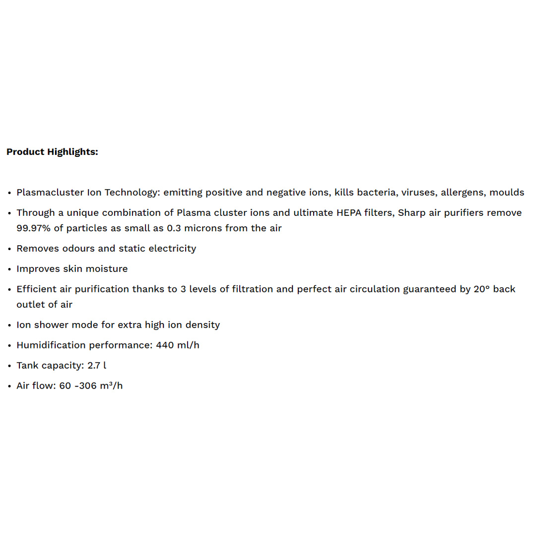 SHARP 38m² AIoT Plasmacluster Technology Humidifying Air Purifier KIN50LW | Ion Technology | Humidification | Intelligent Mode | Auto Mode | Air Purifier with 1 Year Warranty