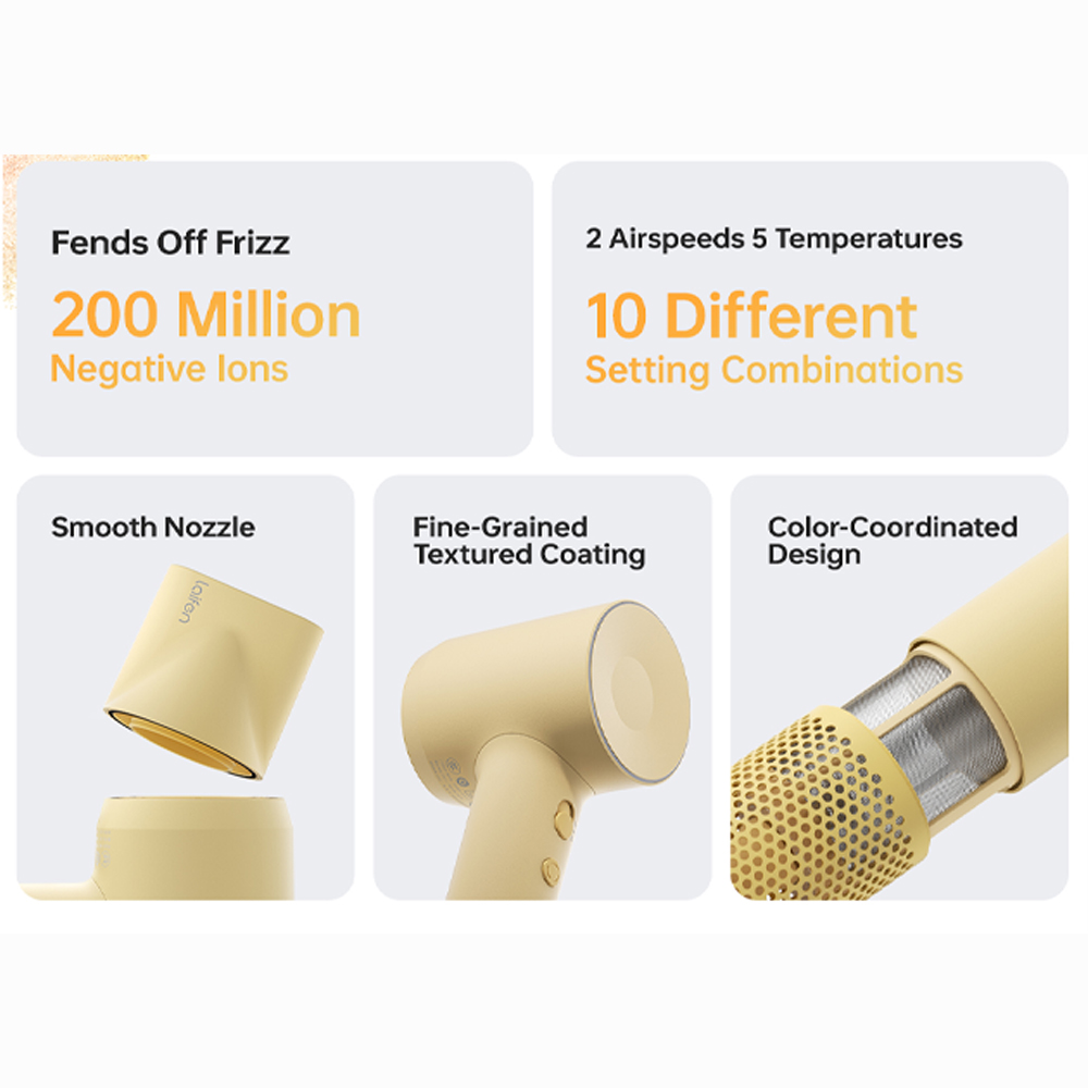 Laifen 1500W SE 2 High Speed Hair Dryer SLF-SE2(BK) / SLF-SE2(Y) | 108,000 RPM motor | 71m/s airflow | 59dB Quiet Noise Level | Child Mode