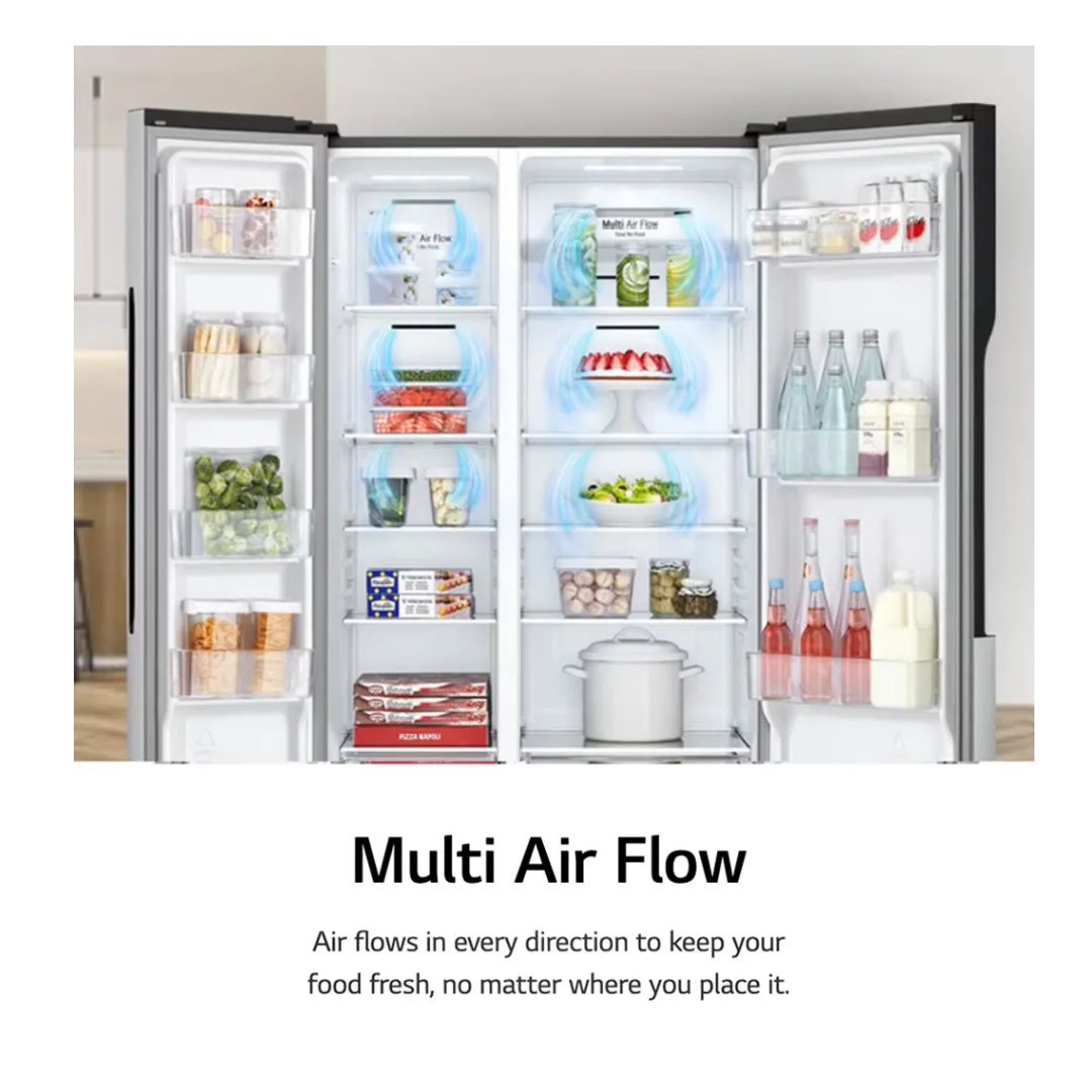 LG 508L Side by Side Smart Inverter Refrigerator GC-B507PQAM | Total No Frost | Tempered Glass | Multi Air Flow | Touch LED Display | Refrigerator with 1 Year Warranty