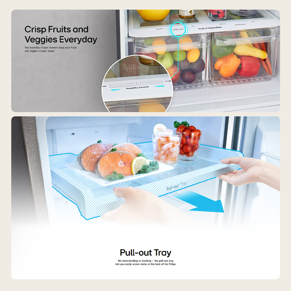 LG 263L 2 Doors Top Mount Smart Inverter Refrigerator GV-B242PLGB | Humidity Controller | Moist Balance Crisper | Smart Diagnosis | Refrigerator with 1 Year Warranty