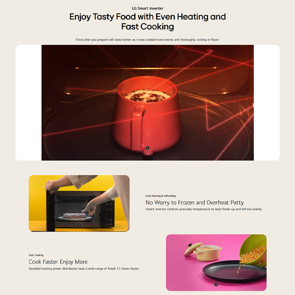 LG 25L NeoChef Smart Inverter Grill Microwave Oven MH6535GIS | Smart Inverter | EasyClean | Fast Cooking