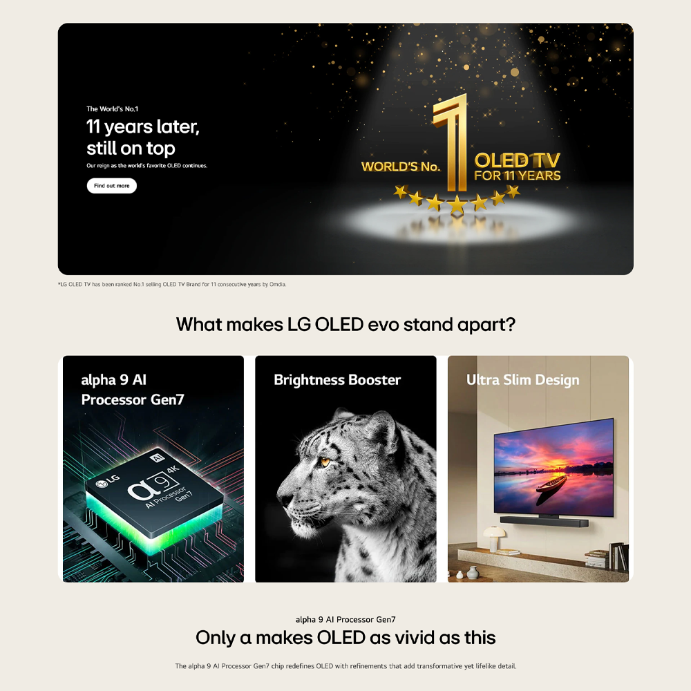 LG 65" C4 4K UHD OLED evo AI Smart TV OLED65C4PSA | Ultra Slim | webOS Re:New Program | olby Atmos® and Dolby Vision®