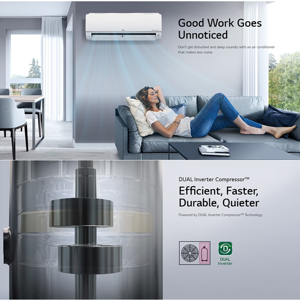 LG 1/1.5/2/2.5HP R32 Dual Inverter Wall Mounted Premium Air Conditioner with Ionizer and ThinQ Function | Save Energy | Smart Control