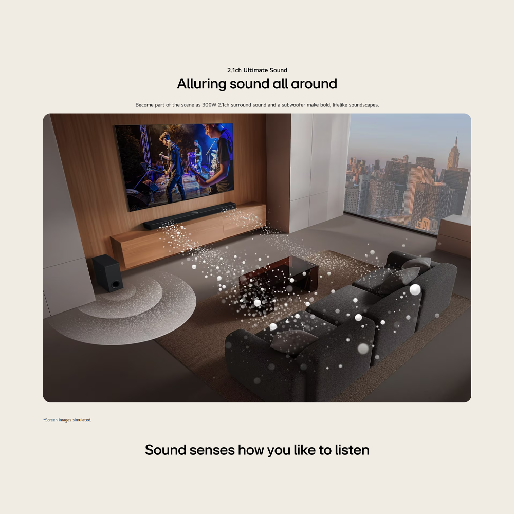 LG 300W 2.1ch Soundbar with Dolby Digital and DTS Digital Surround S40T | 2 channels this Dolby®¹ & DTS² | LG’s new crest design