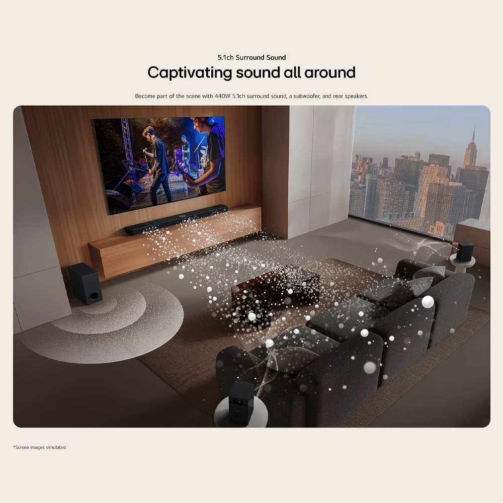 LG 440W 5.1ch Soundbar with Dolby Digital and DTS Digital Surround S60TR | Cinematic Sound Projection | WOW Interfac