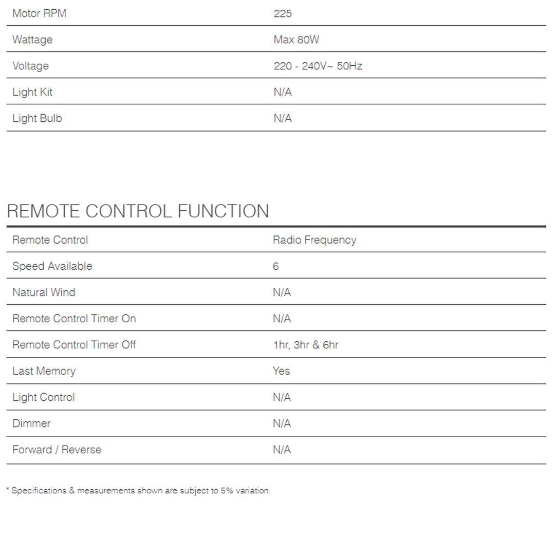 ALPHA 56" COSA 5 Blades Ceiling Fan M1-5B/56  | 6 Speed Available | AC Motor | ABS Blade | 5 Blades | Ceiling Fan with 1 Year Warranty
