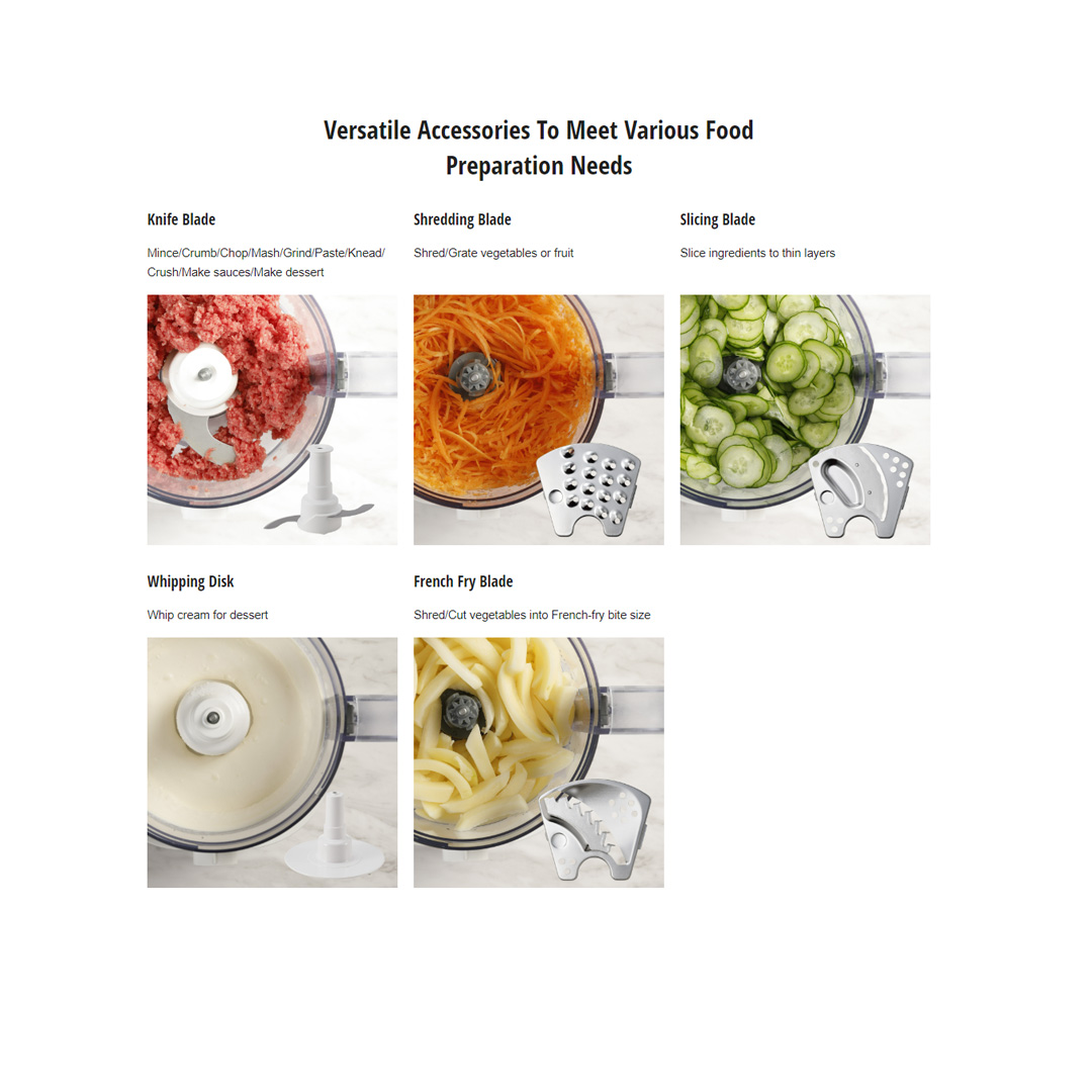 Panasonic 2.4L Food Processor MK-F310WSK | 5 Accessories for 18 Functions | High Low Pulse | Limited Size Hole | Food Processor with 1 Year Warranty