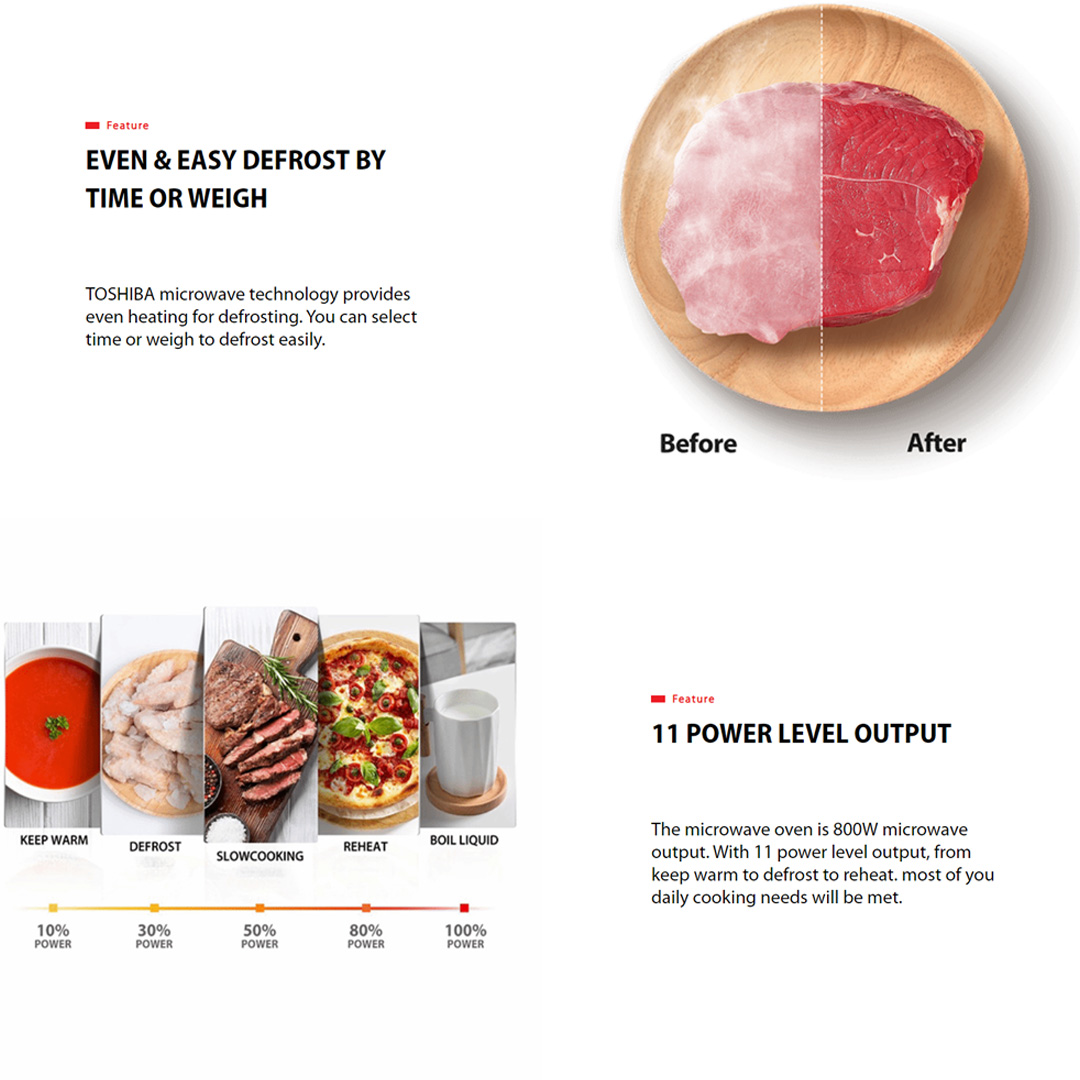 TOSHIBA 25L Microwave Oven Digital Panel MM-EM25PF(BM) | 6 Easy Auto Menu | One Touch Express Cooking | 11 Power Levels | Microwave Oven with 1 Year Warranty