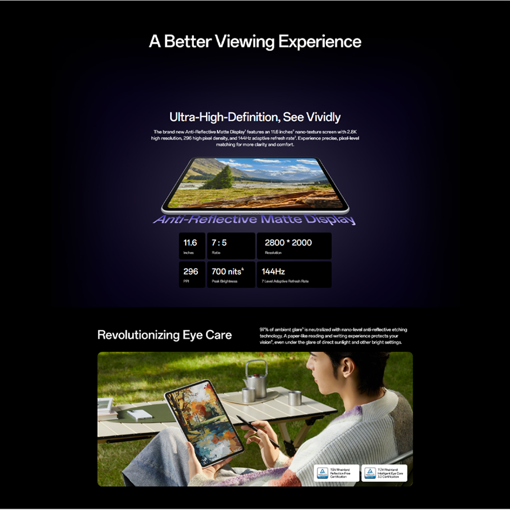 OPPO Pad 3 Matte Display Edition | Mediatek Dimensity 8350 |  Ultra Thin Design | Five Year Fluency Protection