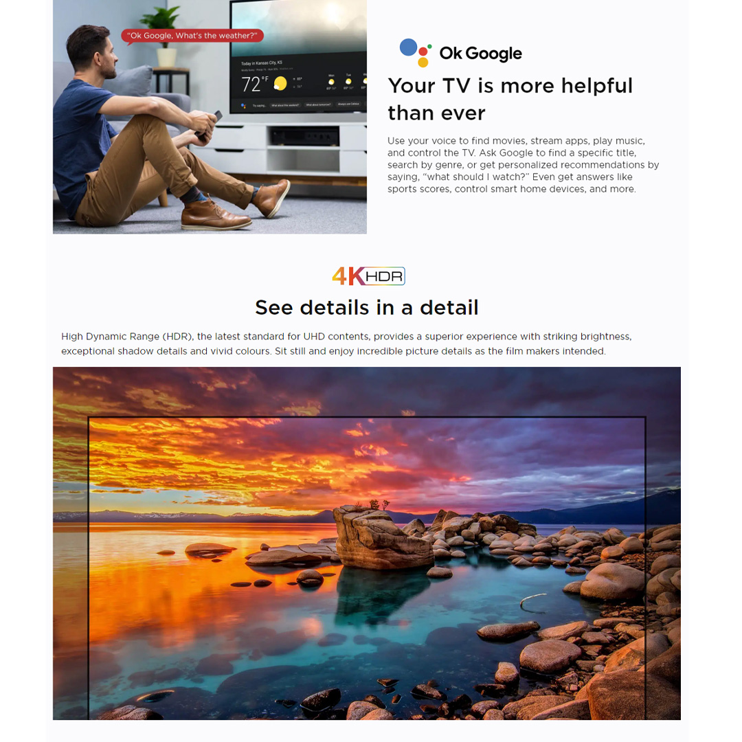 TCL 43" / 50" / 55" / 65" / 75" 4K HDR Google TV | 43P636 / 50P636 / 55P636 / 65P636 / 75P636 | Dynamic Color Enhancement | AiPQ Engine Gen2 | Immersive Dolby Audio | Google TV with 2 Year Warranty