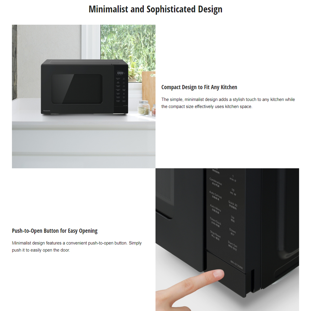 Panasonic 24L Grill Combination/25L Solo Microwave Oven NN-GT35NBMPQ/NN-ST34NBMPQ | 5 Level Power | Quick 30 Function