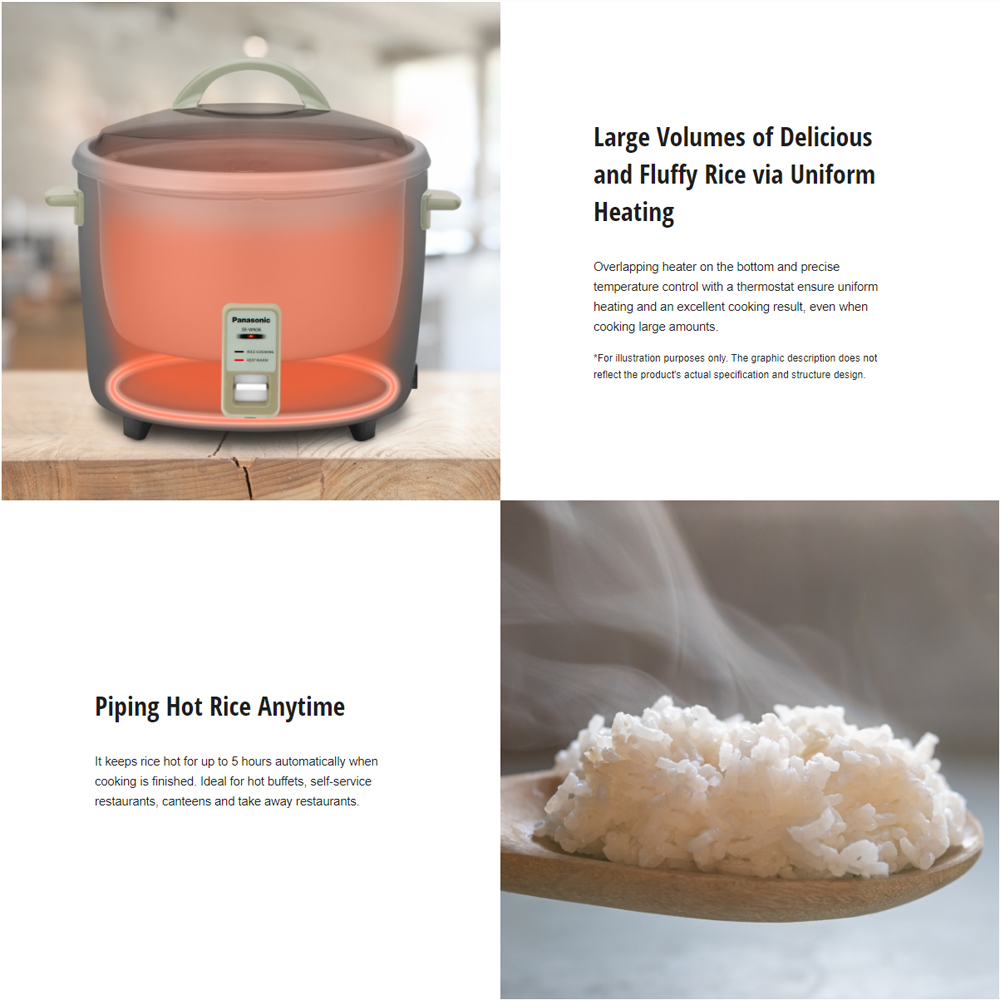 Panasonic 3.6L Conventional Rice Cooker SR-WN36WSKN | Burnout protection | Keep warm 5 hours | Large cooking capacity