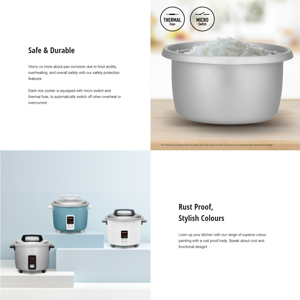 Panasonic 1.8L Conventional Rice Cooker SR-Y18GWSKN/ SR-Y18GASKN/ SR-Y18GLSKN | Micro switch & Thermal fuse | Rust Proof