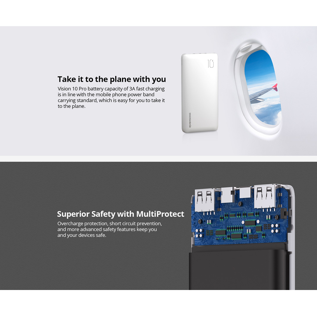 RIVERSONG 10000mAh Vision 10 Pro Ultra Compact Power Bank PB68 Pro | 3A Fully Compatible Fast Charging | 22.5W High Speed | Power Bank with 1 Year Warranty