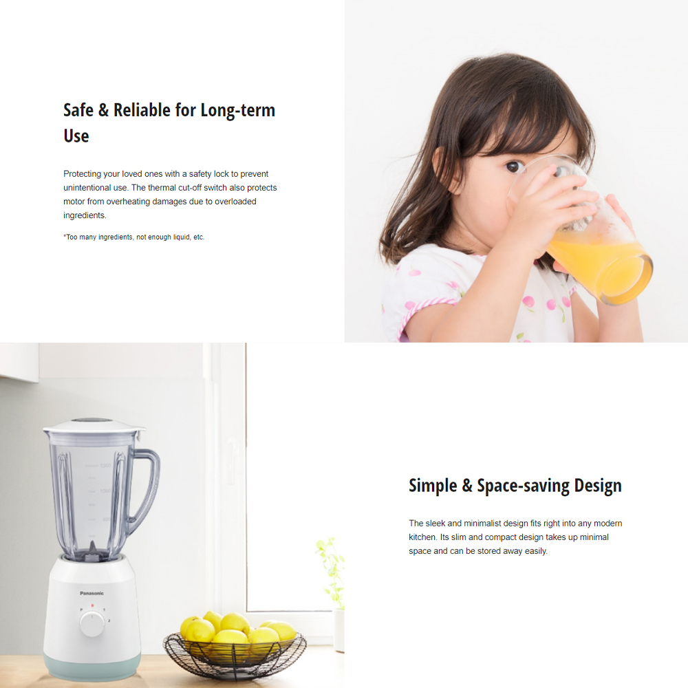 Panasonic 1.5L Twin Jugs Lightweight Blender MX-EX1531WSK | Lesser Clumps, Smoother Texture | Lightweight & Easy to Handle