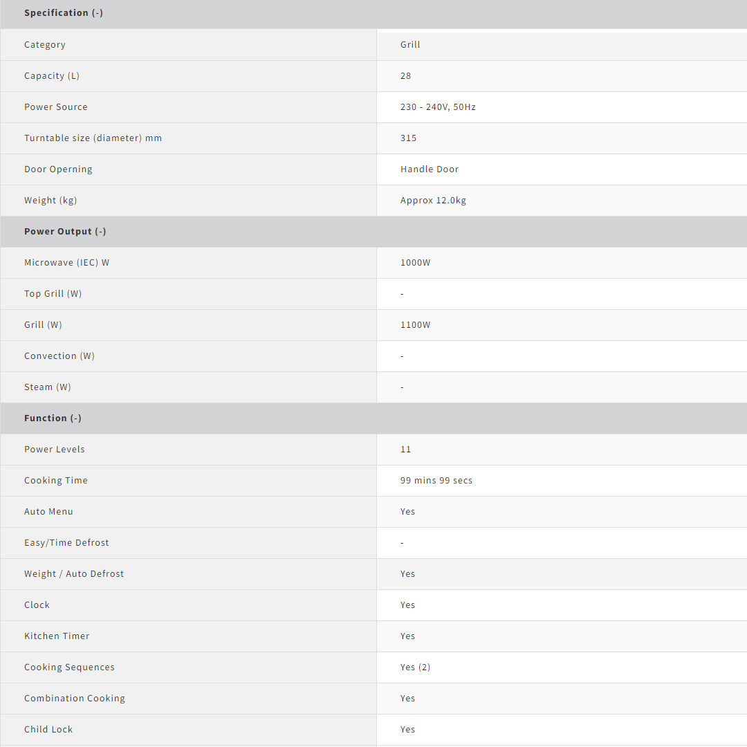 SHARP 28L Microwave Oven with Grill R759EBS | Auto Menu | Auto Defrost | Kitchen Timer | Child Lock | Energy Save Mode | Microwave Oven with 1 Year Warranty