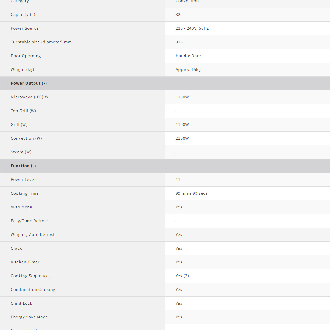 SHARP 32L Microwave Oven with Grill & Convection R859EBS | Auto Menu | Auto Defrost | Child Lock | Energy Save Mode | Microwave Oven with 1 Year Warranty