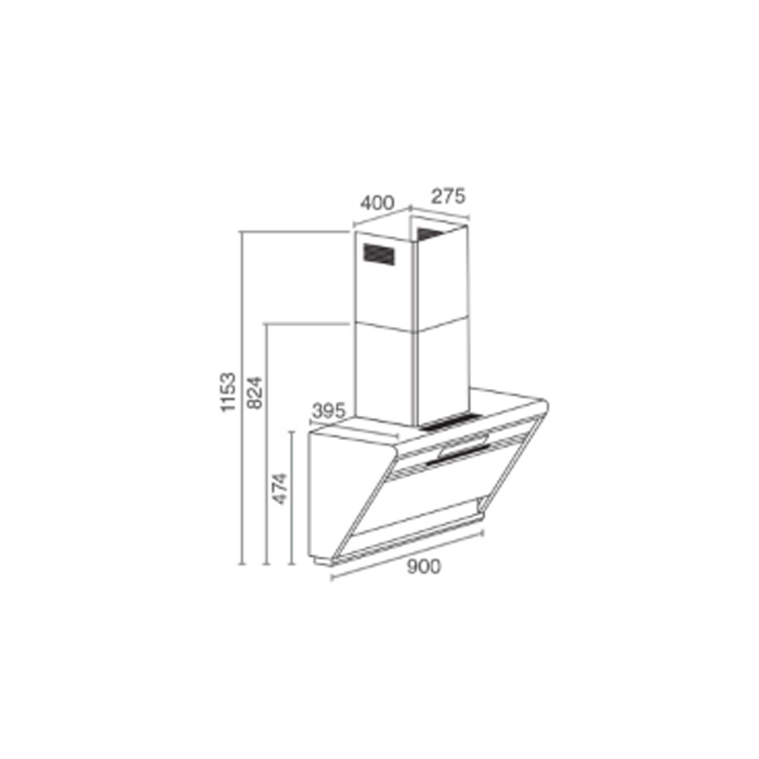 Rubine 2200m³/h Slanted Hood RCH-MEERA-BL | 2+1 Extraction Speed | Twin-Motor | Cool-Breeze | Hood with 1.5 Year Warranty