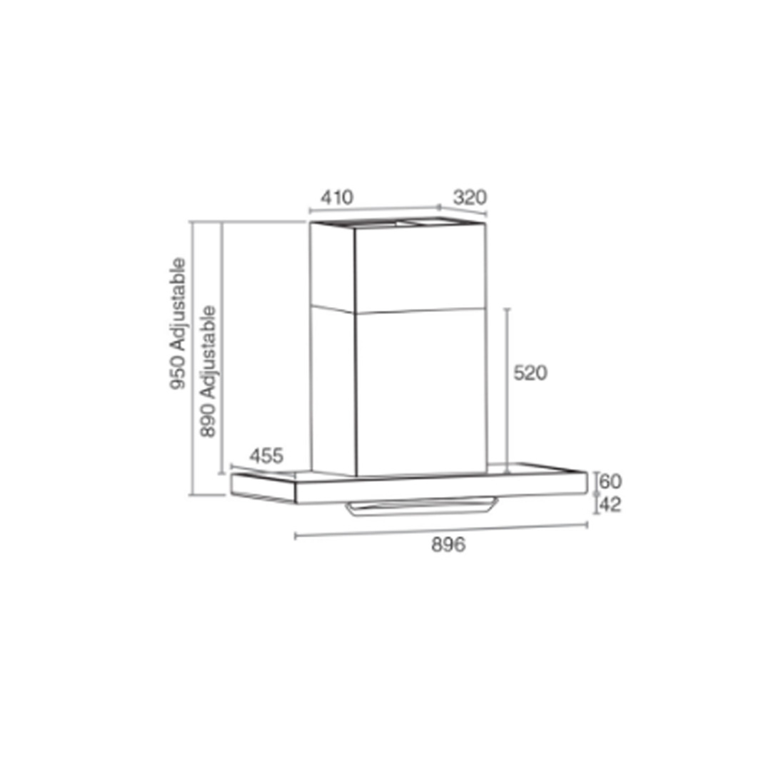 Rubine 1950m³/h T-Hood RCH-TITAN-TG  | 2+1 Extraction Speed | Titan Suction Plate | Air Exchange | Hood with 1.5 Year Warranty