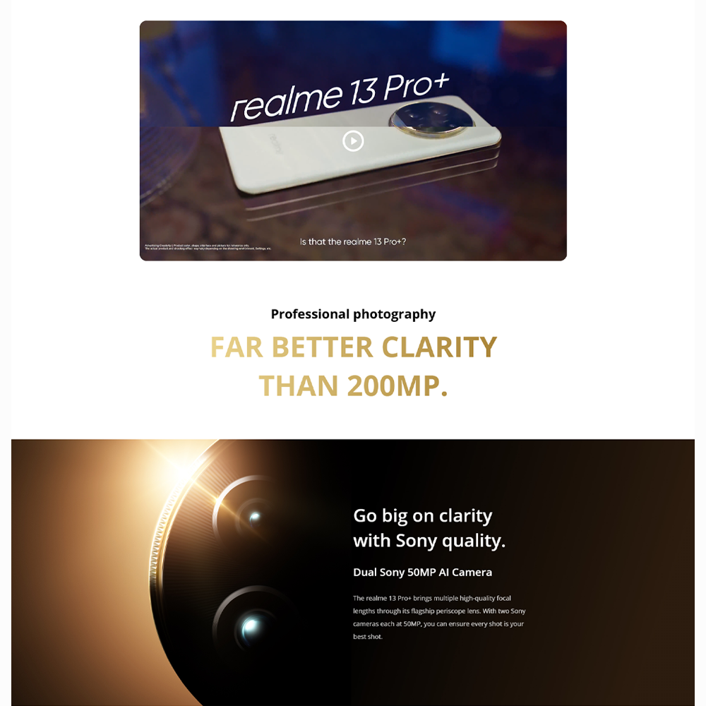 realme 13 Pro+ 5G 12GB+512GB | 6.7 inches, AMOLED | 50MP Main Camera | Qualcomm SM7435-AB Snapdragon 7s Gen 2 (4 nm) | Li-Po 5200mAh