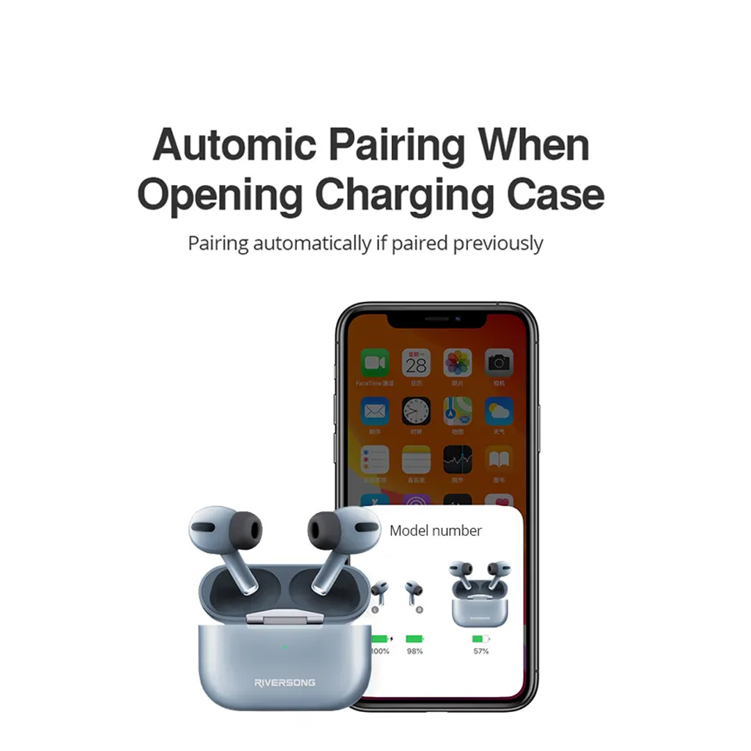 RIVERSONG Air X7 Ultra TWS Earbuds | Stereo Sound | Touch Control | Bluetooth 5.0 | Wireless Charging | In-ear Detection | Earbuds with 1 Year Warranty