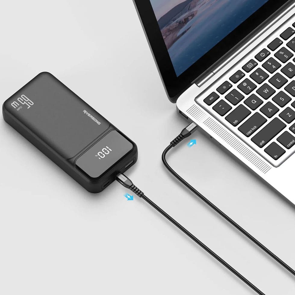 RIVERSONG 20000mAh Phantom 65 Pro | 64W Fast Charging | Wide Compatiblity | High Speed Laptop Power Bank | Power Bank with 1 Year Warranty