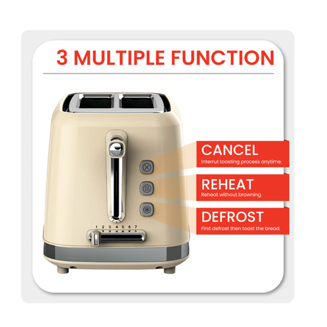 Russell Taylors 2 Slices Retro Toaster RT-10 | 925W Power | Extra Wide Toasting Slots | Multi-Functional | Toaster with 2 Year Warranty