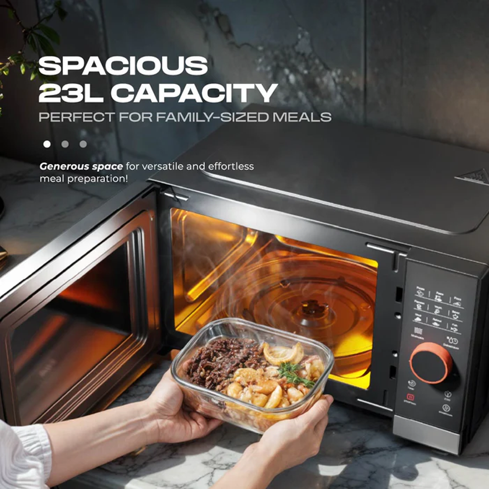 Russell Taylors 23L Digital Microwave Oven Gray M8 | 12 Preset Programs | Adjustable Power 10-level