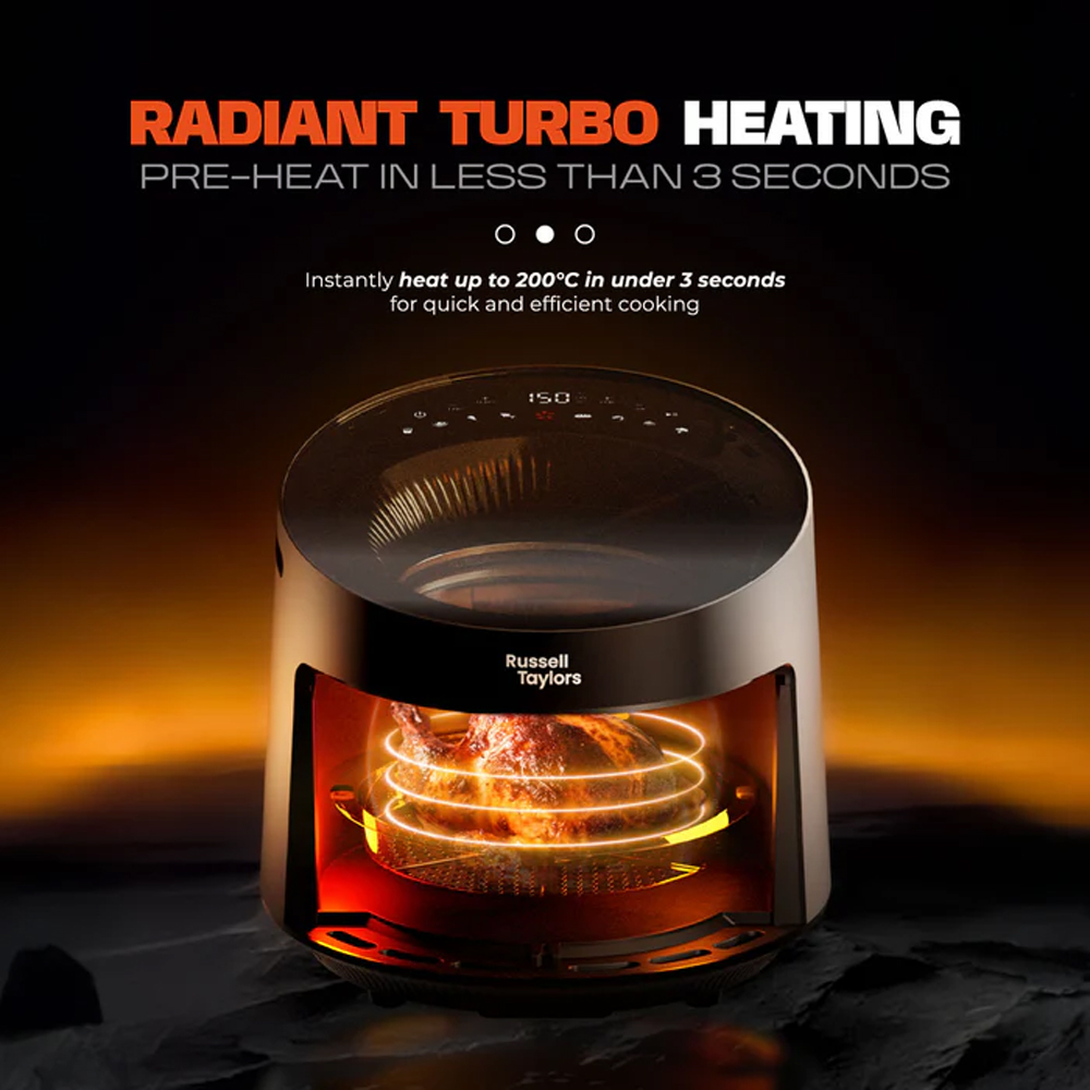 Russell Taylors 5.5L Skylight View Bladeless Air Fryer Z10 | Radiant Turbo Heating | Smart Preset Programs