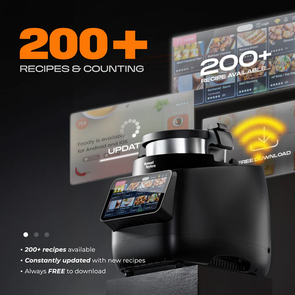 Russell Taylors 3L iMix Pro Smart Cooker with Air Fryer Automatic Cooking Robot i5 PRO | 1400W | 8 Programs Offering | 200+ Recipes | Self-Cleaning Mode