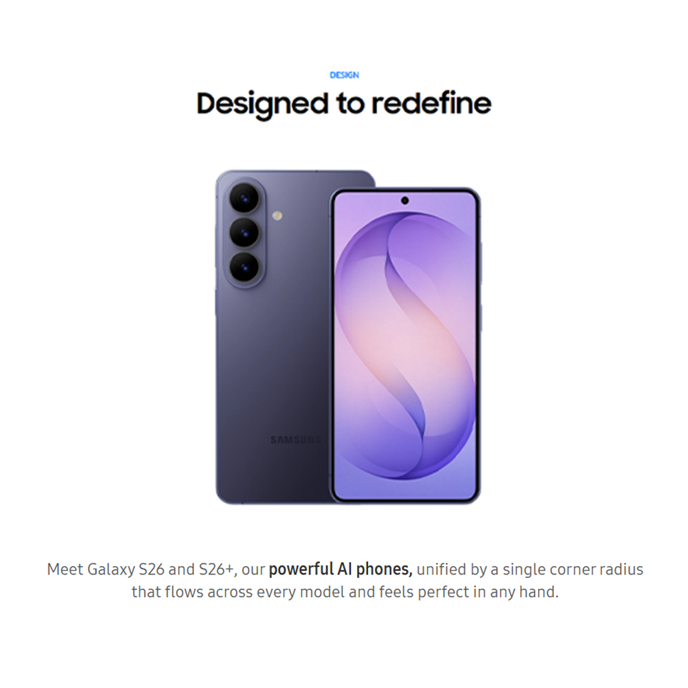 SAMSUNG Galaxy S26+ 12GB+256GB/12GB+512GB | 6.7 inches, Dynamic LTPO AMOLED 2X | 50MP Rear Camera | Exynos 2600 (2 nm) | Dual SIM | Li-Ion 4900 mAh, 45W wired