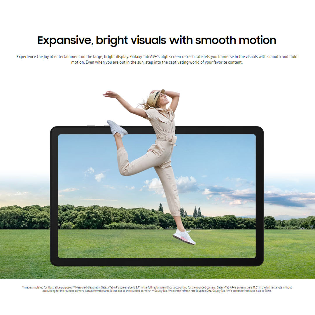 SAMSUNG Galaxy Tab A9+ Wi-Fi 4GB+64GB | 11.0 Display | 8MP Main Camera | 7040mAh Battery | Multi-Tasking | Dolby Atmos | Tablet with 1 Year Warranty