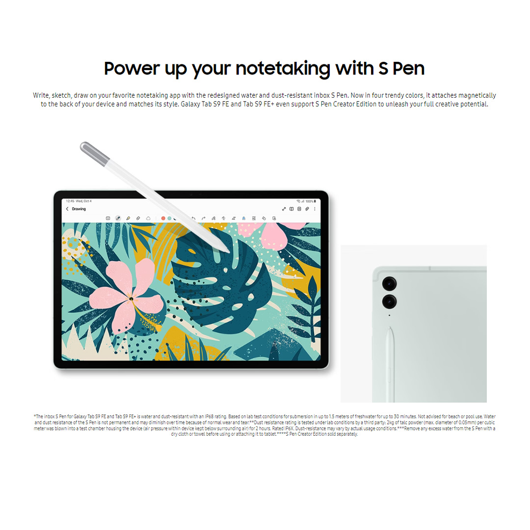 SAMSUNG Galaxy Tab S9 FE+ Wi-Fi | 8GB+128GB/12GB+256GB | 12.4" Display | 10090mAh Battery | 8MP Main Camera | One UI 5.1 | Tablet with 1 Year Warranty
