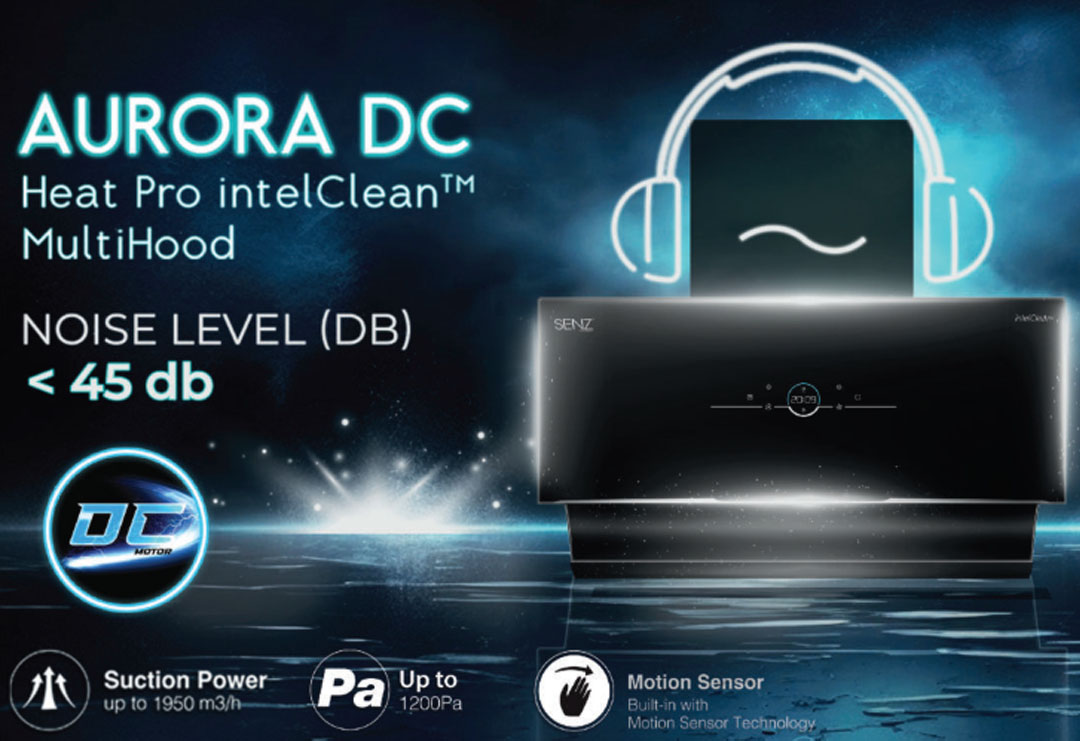 SENZ Heat Pro interClean Cooker Hood SZ-CH3288AC / SZ-CH8380AC / SZ-CH9050AC | Motion Sensor Technology | Smart Cleaning | LED Lamp | Cooker Hood with 1 Year Warranty