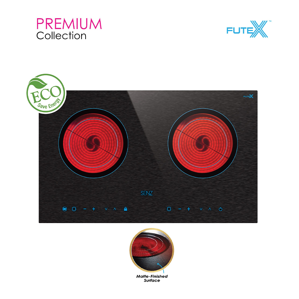 SENZ 2 Burners Double Ceramic MultiCooker - Futex Glaz | SZ-RC220FT | Matte-finished surface | Electronic overheating protection | Auto-Cut Off