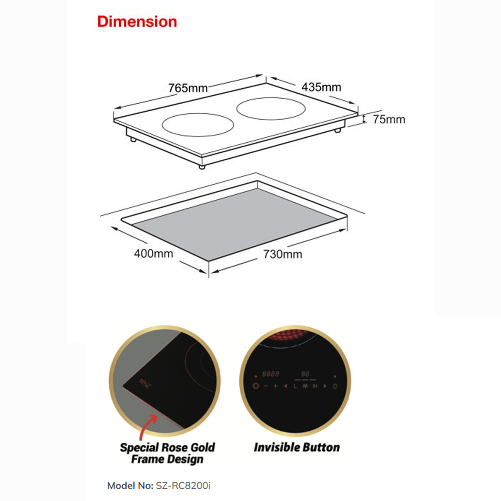 SENZ 2 Burners MultiCooker & SmartCooker  SZ-RI6200i / SZ-RC8200i / SZ-RI3600i | Touch Button | LED display | Pre-set heat level | Burners with 1 Year Warranty