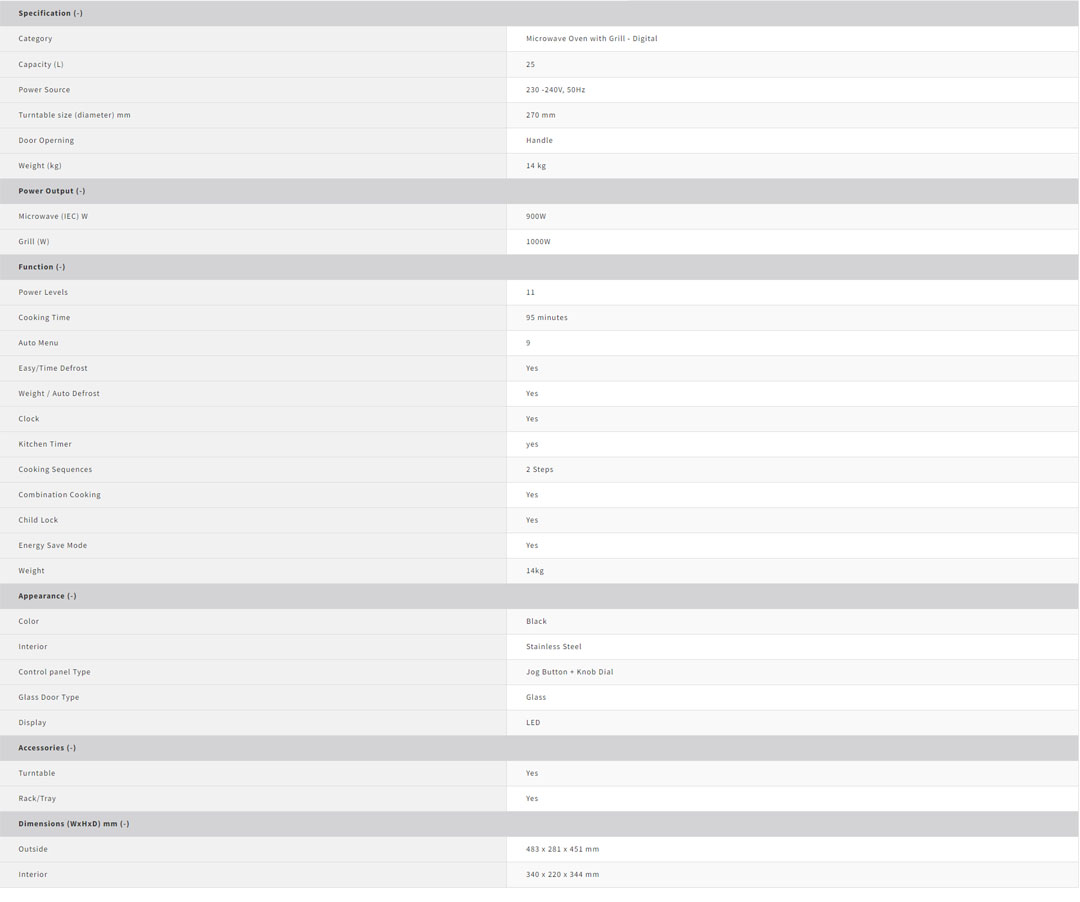 SHARP 25L Jog Dial Digital Control Microwave Oven R7521GK | J-Tech Inverter | Grill Cooking | Touch Control Panel | Auto Menus | 2 Defrost Menus | Child Lock | Energy Save Mode | Kitchen Timer | Clock | LED Display | Microwave Oven with 1 Year Warranty