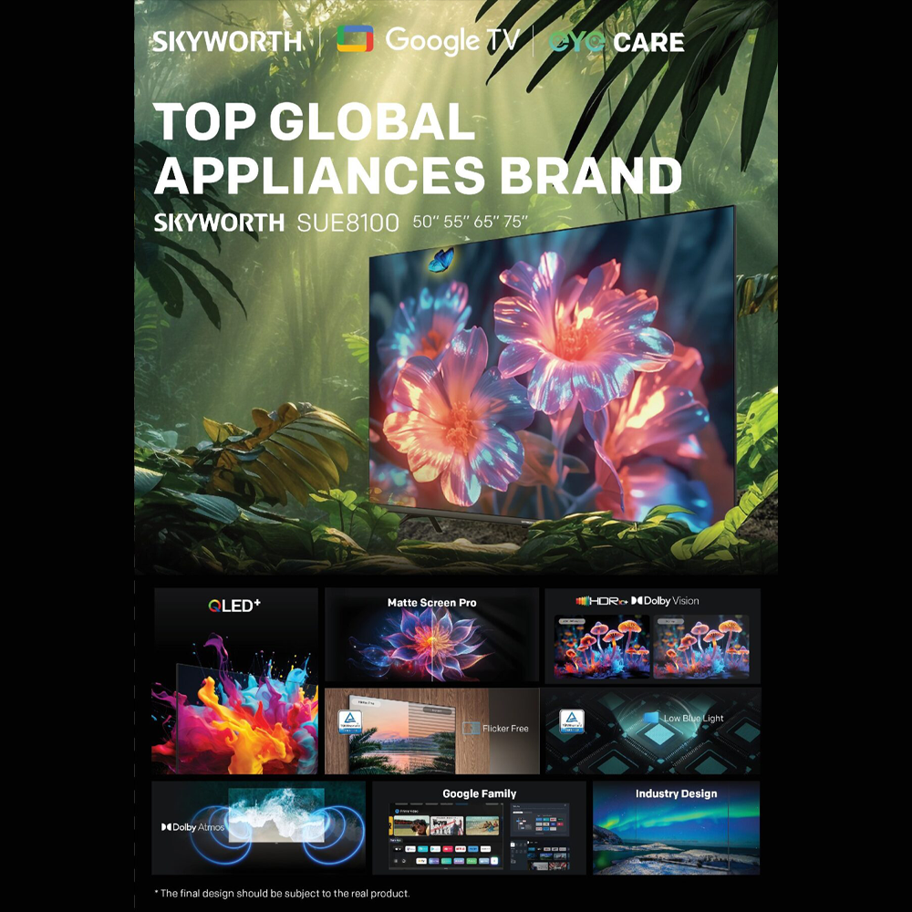 SKYWORTH 50" 4K UHD Google QLED TV 50SUE8100 | Google TV system | Bluetooth 5.1 | Dolby Atmos