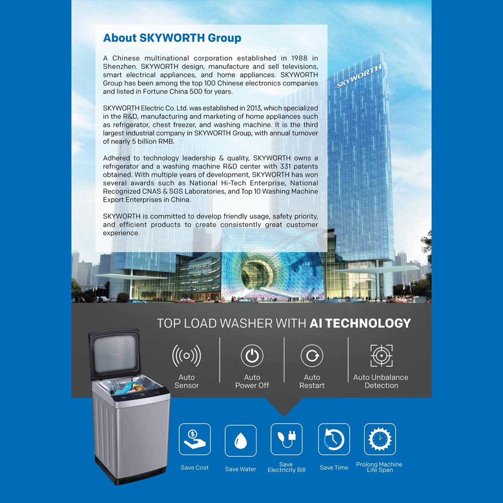 SKYWORTH 9KG Top Load Washing Machine T90M26NJ | Pearl Drum | 360° Water Flow | Wool Care | Vortex Pulsator