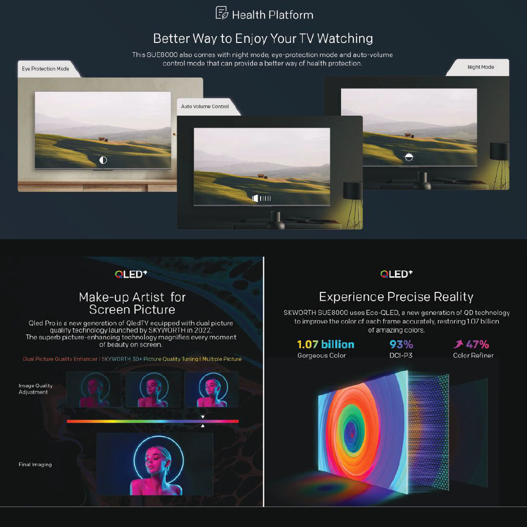 SKYWORTH 50" / 55" /65" 4K UHD QLED Google TV 50SUE8000 / 55SUE8000 / 65SUE8000 | HDR 10+ | Chameleon Extreme | Dolby Vision | Dolby Atmos | Google TV with 2 Year Warranty