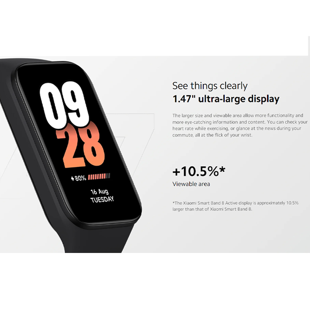 Xiaomi Smart Band 8 Active | 50+ sports modes | All-day sleep, heart rate and SpO2 monitoring | 100+ Watch Faces To Match Any Style | 1  Year General Warranty