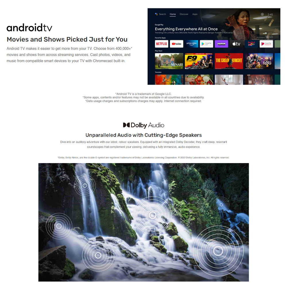 TCL 32 inches 43 inches 4K Android Smart TV 32S5400AF/ 43S5400A | Dolby Audio | Bezel-less Design