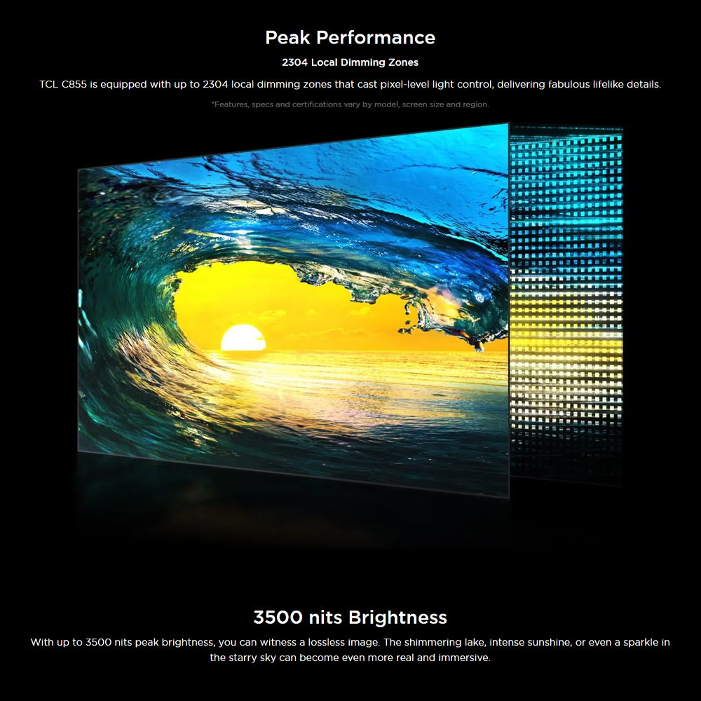 TCL 75/85/98 Premium QD-Mini LED 4K Google TV C855 | HDR 10+ | Ultra Slim Design | Dolby Atmos